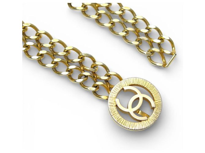 VINTAGE CHANEL GOLDSCHMUCKGÜRTEL MIT CC LOGO MEDAILLON 80 CM Golden - Ansicht 4