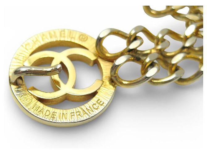 VINTAGE CHANEL GOLDSCHMUCKGÜRTEL MIT CC LOGO MEDAILLON 80 CM Golden - Ansicht 6