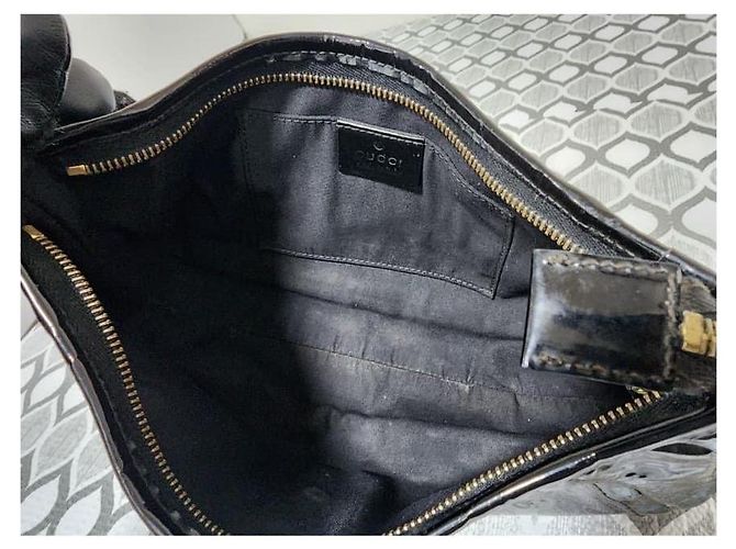Borsa a spalla in pelle verniciata D-Ring Abbey di Gucci nera Nero - vista 9