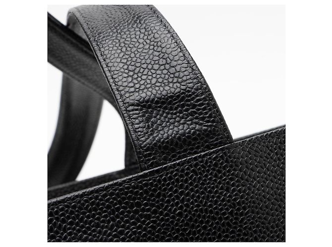Gabrielle Chanel Vintage Caviar Leder CC Einkaufstasche Schwarz - Ansicht 10