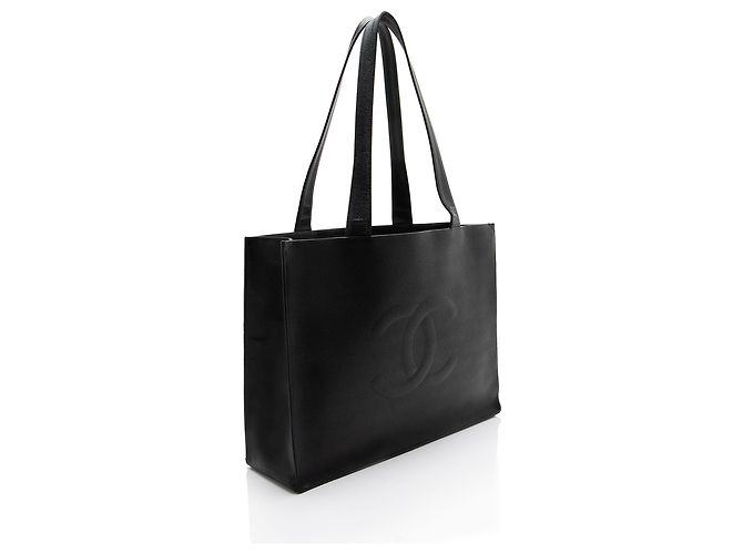 Gabrielle Chanel Vintage Caviar Leder CC Einkaufstasche Schwarz - Ansicht 2