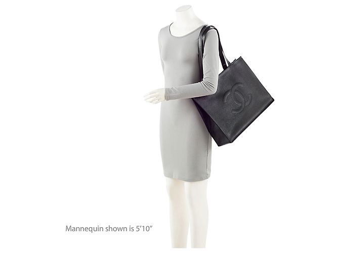 Gabrielle Chanel Vintage Caviar Leder CC Einkaufstasche Schwarz - Ansicht 5