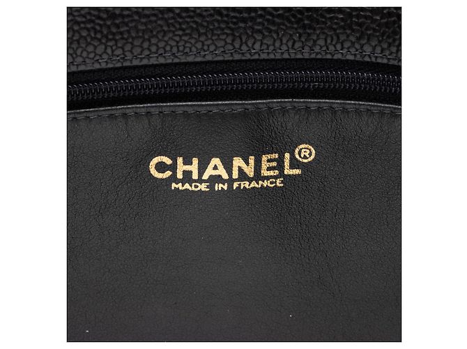 Gabrielle Chanel Vintage Caviar Leder CC Einkaufstasche Schwarz - Ansicht 8