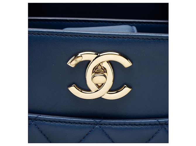 Gabrielle Chanel Carry Chic Einkaufstasche aus Lammleder Blau - Ansicht 9