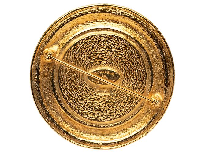 Spilla vintage rotonda placcata oro Chanel 31 Rue Cambon D'oro Metallico - vista 2