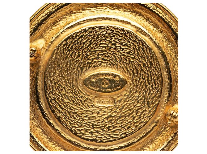 Spilla vintage rotonda placcata oro Chanel 31 Rue Cambon D'oro Metallico - vista 3