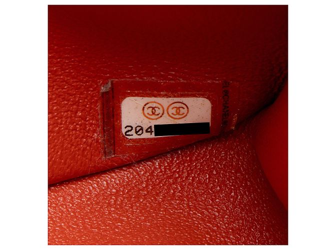 Gabrielle Borsa Chanel Classic Jumbo in Pelle di Agnello con Doppio Patta Arancione - vista 6