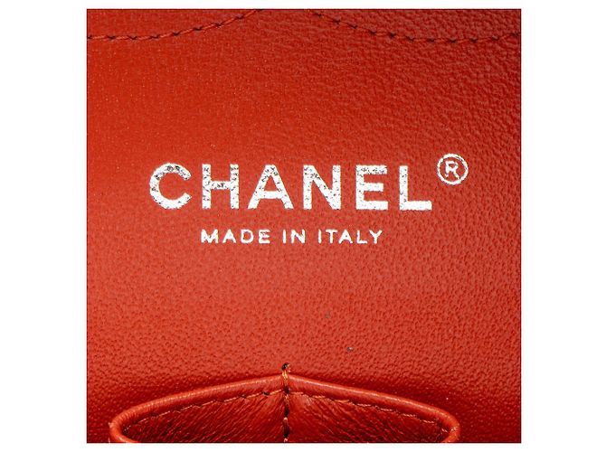 Gabrielle Borsa Chanel Classic Jumbo in Pelle di Agnello con Doppio Patta Arancione - vista 8