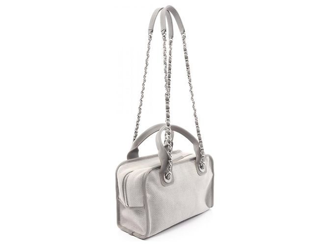 Borsa a spalla bowling in tela e pelle Chanel Grigio - vista 3