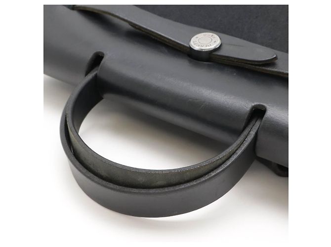 Borsa 2 in 1 Hermès Herbag Ad PM Toile Officier in pelle Nero - vista 4