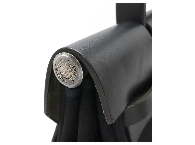 Borsa 2 in 1 Hermès Herbag Ad PM Toile Officier in pelle Nero - vista 6