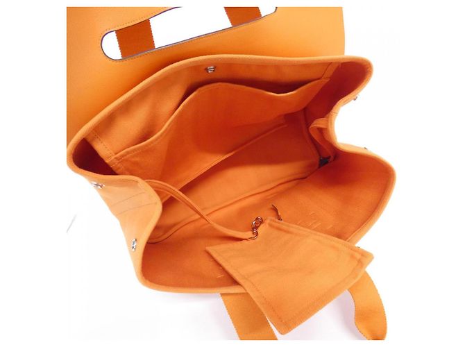 Borsa Hermès Valparaiso Toile Chevron Arancione - vista 8