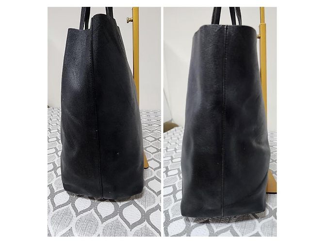 Yves Saint Laurent Schwarze YSL Saint Laurent Leder-Tote - Ansicht 4
