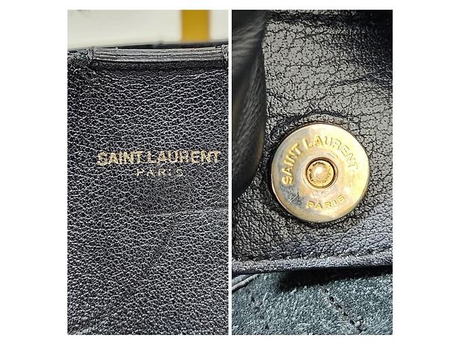 Yves Saint Laurent Schwarze YSL Saint Laurent Leder-Tote - Ansicht 5