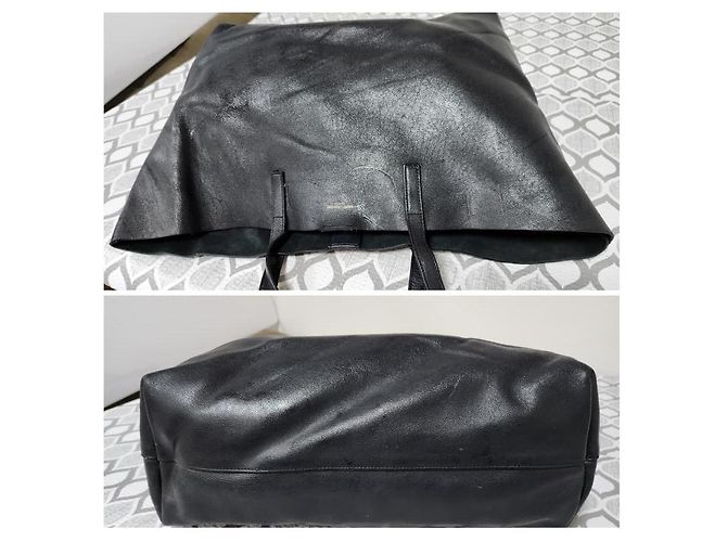 Yves Saint Laurent Schwarze YSL Saint Laurent Leder-Tote - Ansicht 6