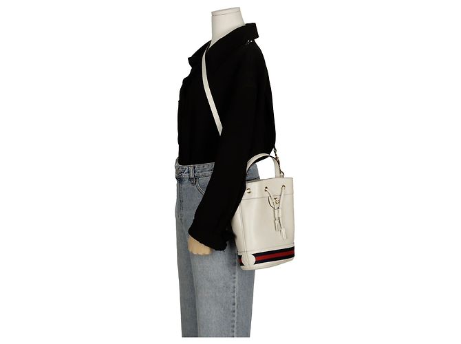 Gucci Borsa a secchiello Ophidia piccola con tracolla Bianco - vista 12
