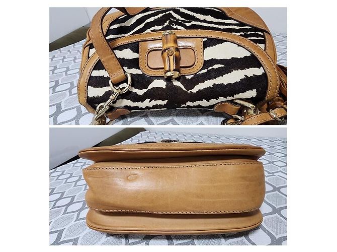 Gucci Bamboo Medium Handtasche braun/schwarz/weiß - Ansicht 5