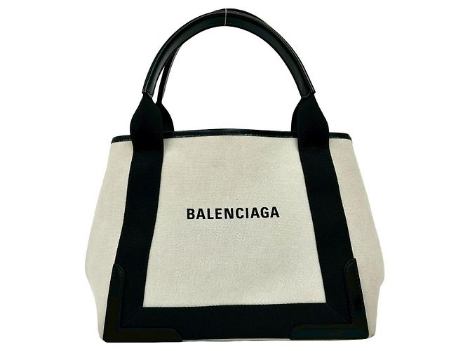 Balenciaga Navy Cabas S Canvas-Leder Tragetasche Schwarz - Ansicht 2
