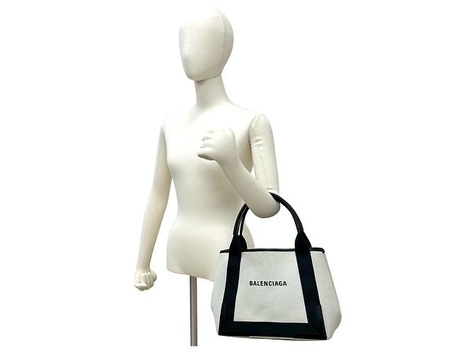 Balenciaga Navy Cabas S Canvas-Leder Tragetasche Schwarz - Ansicht 3