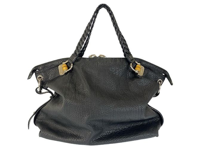 Gucci Bamboo Leather Tote Bag Black - view 2