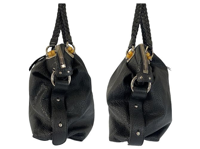 Gucci Bamboo Leather Tote Bag Black - view 7