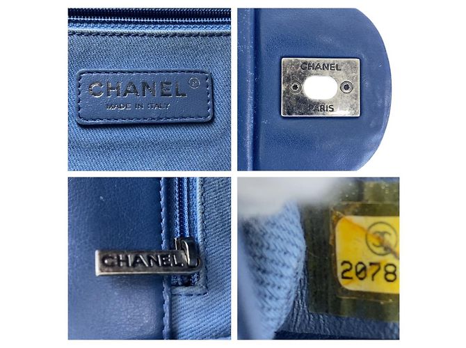 Chanel Denim-Leder Schultertasche mit Drehverschluss Blau - Ansicht 5