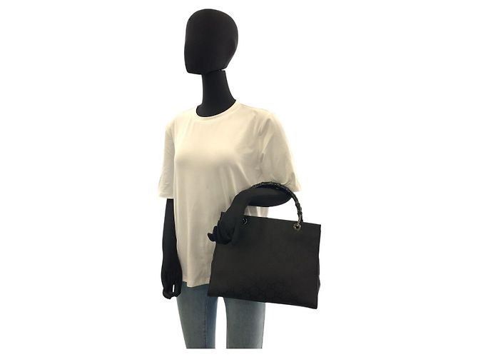 Borsa a mano Gucci Bamboo Nylon GG Nero - vista 6