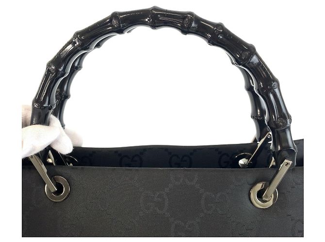 Borsa a mano Gucci Bamboo Nylon GG Nero - vista 8