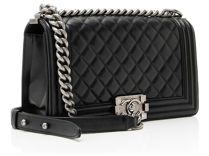 Borsa Boy Old Medium in Pelle di Agnello Chanel Nero - vista 2