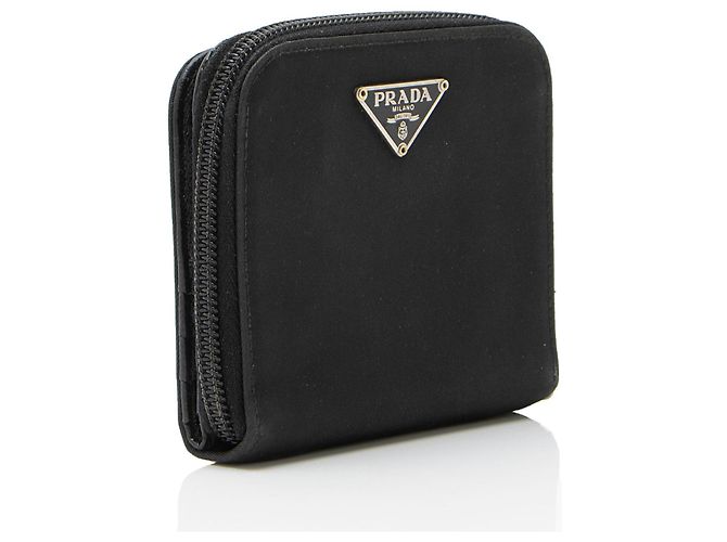 Portafoglio compatto bifold con zip in tessuto Saffiano di Prada Nero - vista 2