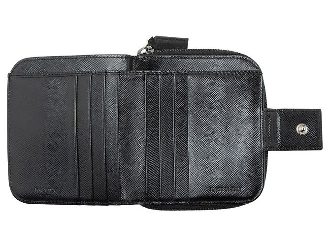 Portafoglio compatto bifold con zip in tessuto Saffiano di Prada Nero - vista 4