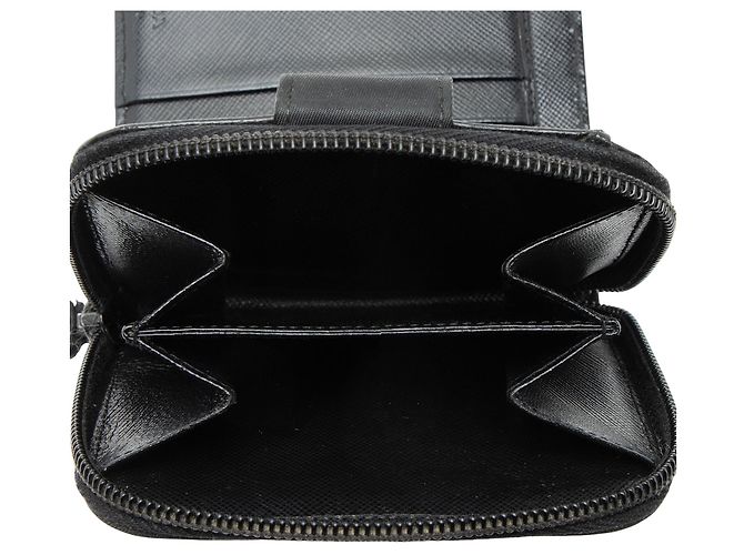 Portafoglio compatto bifold con zip in tessuto Saffiano di Prada Nero - vista 5