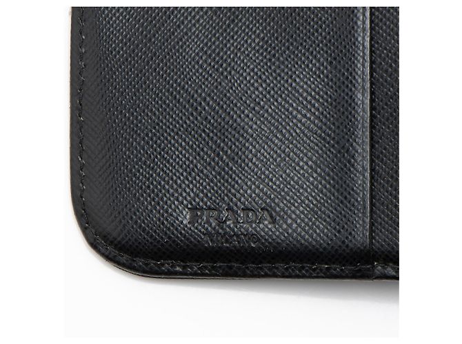 Portafoglio compatto bifold con zip in tessuto Saffiano di Prada Nero - vista 6