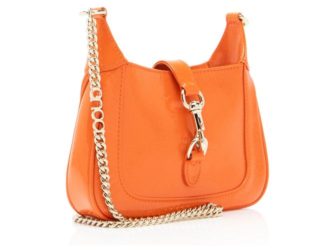 Borsa a spalla mini Jackie Notte in pelle verniciata Gucci Arancione - vista 2