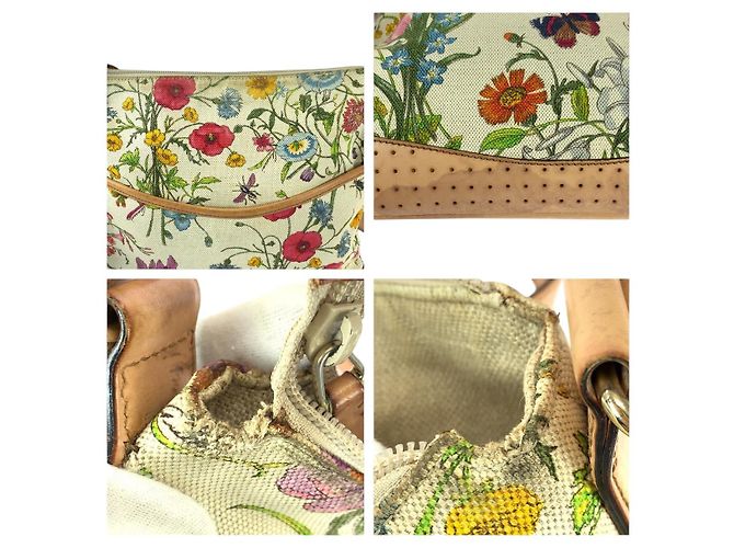 Borsa a Spalla in Tela e Pelle Gucci Flora Multicolore - vista 10