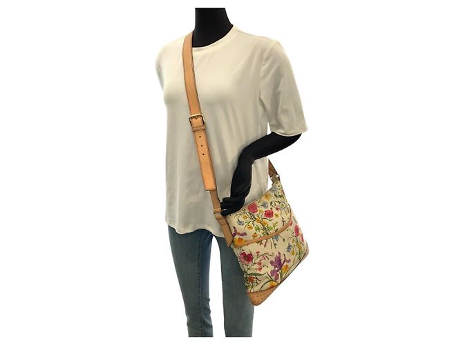 Borsa a Spalla in Tela e Pelle Gucci Flora Multicolore - vista 6