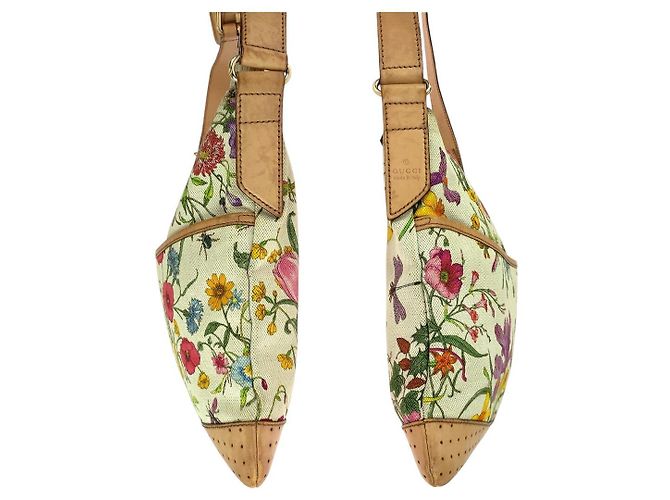 Borsa a Spalla in Tela e Pelle Gucci Flora Multicolore - vista 7