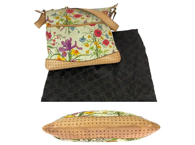 Borsa a Spalla in Tela e Pelle Gucci Flora Multicolore - vista 9