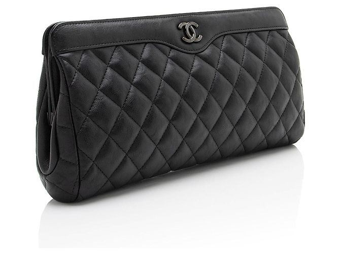 Gabrielle Clutch CC in pelle di vitello invecchiata Chanel Nero - vista 2