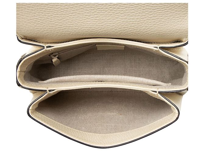 Pequena bolsa transversal de couro com G entrelaçado Gucci Marrom Bege - vista 7