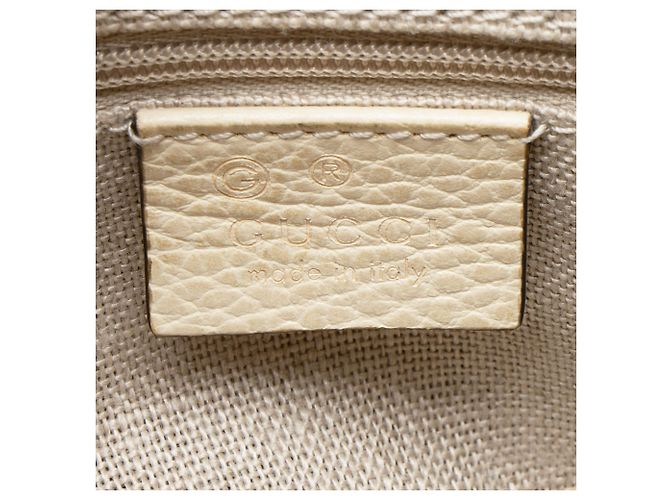 Pequena bolsa transversal de couro com G entrelaçado Gucci Marrom Bege - vista 8