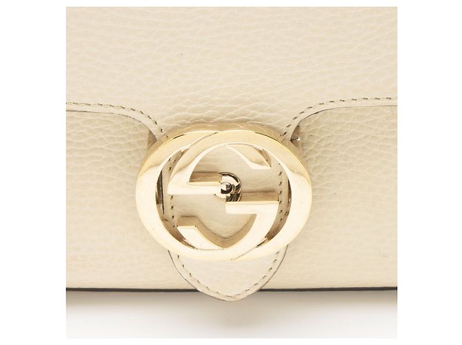 Pequena bolsa transversal de couro com G entrelaçado Gucci Marrom Bege - vista 9