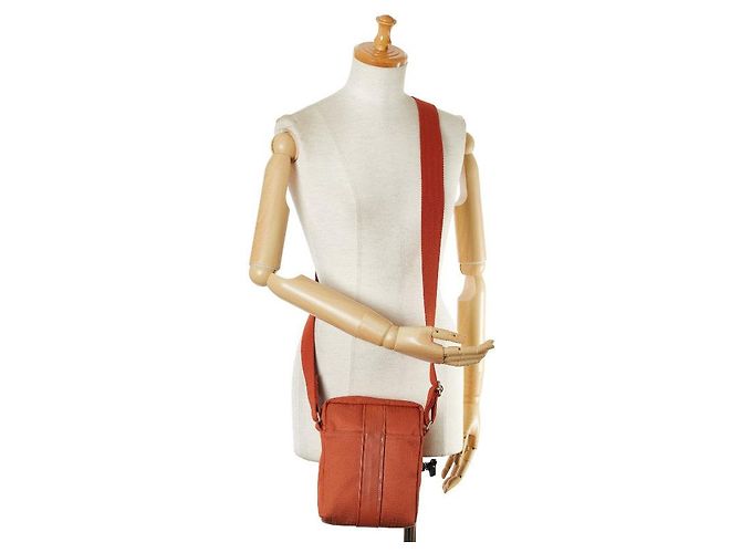 Borsa a Spalla Hermès Acapulco Toile Chevron Arancione - vista 9
