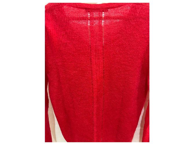 Comptoir Des Cotonniers Roter Mohair Pullover mit V Ausschnitt - Ansicht 4