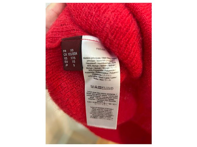 Comptoir Des Cotonniers Roter Mohair Pullover mit V Ausschnitt - Ansicht 5