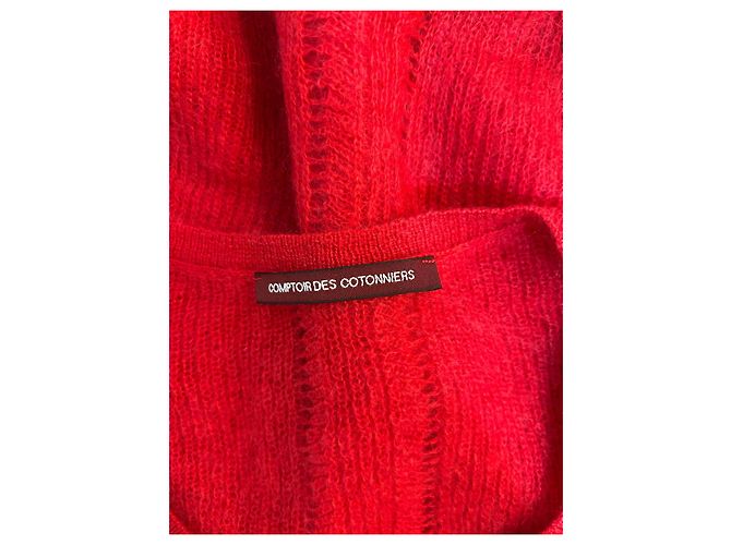Comptoir Des Cotonniers Roter Mohair Pullover mit V Ausschnitt - Ansicht 6