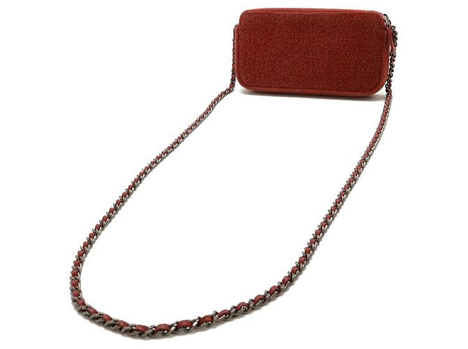 Borsa a spalla Chanel in velluto con catena Rosso - vista 2