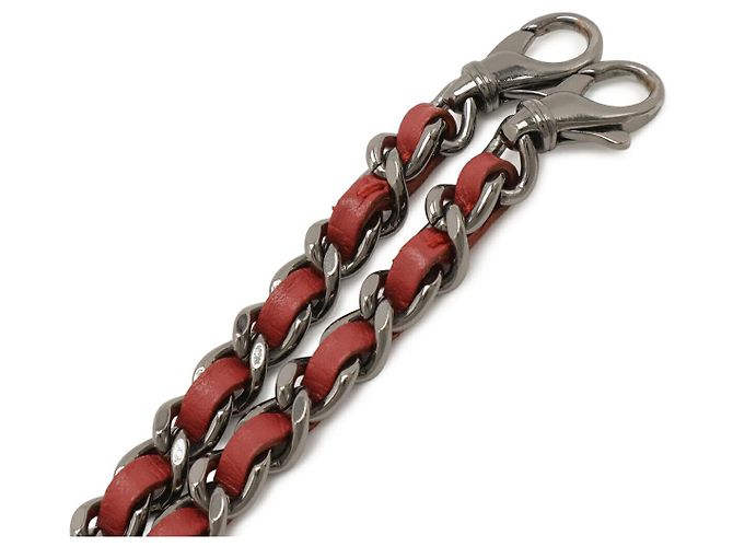 Borsa a spalla Chanel in velluto con catena Rosso - vista 6