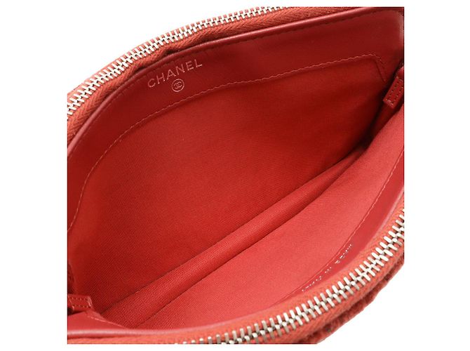 Borsa a spalla Chanel in velluto con catena Rosso - vista 7