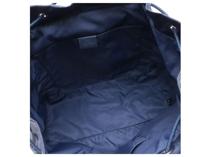 Zaino in nylon e pelle Gucci blu navy - vista 6